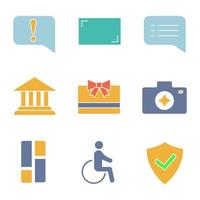 UI UX glyph color icons set. Announcement, aspect ratio, chat, account balance, gift card, camera, dashboard, accessible, secured. Silhouette symbols with no outline. Vector illustrations