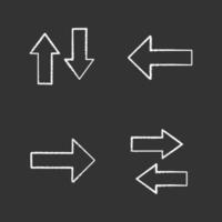 UI UX chalk icons set. Arrows, vertical and horizontal swap, next and previous buttons. Isolated vector chalkboard illustrations