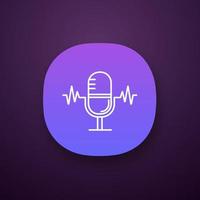 Speech recognition app icon. Voice command control. Microphone. Sound recording. UI UX user interface. Web or mobile application. Vector isolated illustration