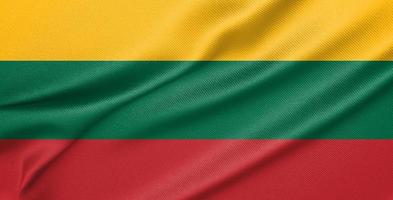 National flag Lithuania, Lithuania flag, fabric flag Lithuania, 3D work and 3D image photo