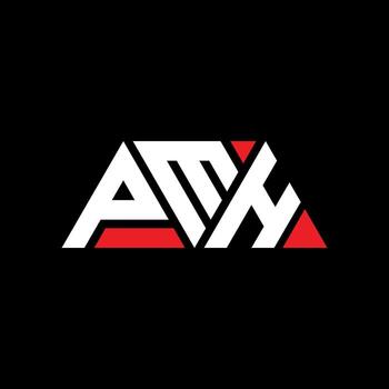 PMH triangle letter logo design with triangle shape. PMH triangle logo design monogram. PMH triangle vector logo template with red color. PMH triangular logo Simple, Elegant, and Luxurious Logo. PMH