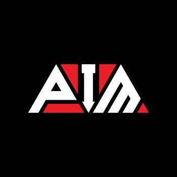 PIM triangle letter logo design with triangle shape. PIM triangle logo design monogram. PIM triangle vector logo template with red color. PIM triangular logo Simple, Elegant, and Luxurious Logo. PIM