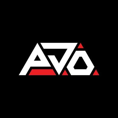 PJO triangle letter logo design with triangle shape. PJO triangle logo design monogram. PJO triangle vector logo template with red color. PJO triangular logo Simple, Elegant, and Luxurious Logo. PJO
