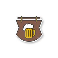 Bar wooden sign patch. Tavern. Pub. Color sticker. Vector isolated illustration