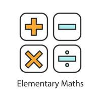 Maths symbols color icon. Calculating. Elementary mathematics. Plus, minus, multiply, divide. Isolated vector illustration