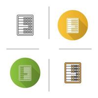 Abacus icon. Mathematics. Flat design, linear and color styles. Isolated vector illustrations