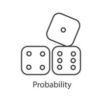 Dices linear icon. Probability theory. Thin line illustration. Gambling. Contour symbol. Vector isolated outline drawing