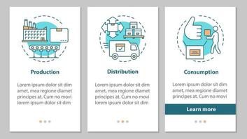 Industrial sector onboarding mobile app page screen with linear concepts. Manufacturing. Production, distribution, consumption steps graphic instructions. UX, UI, GUI vector template with illustration