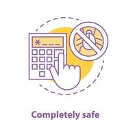 Completely safe app concept icon. No viruses found idea thin line illustration. Vector isolated outline drawing