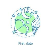 First date concept icon. Romantic relationships idea thin line illustration. Vector isolated outline drawing