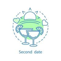 Second date concept icon. Romantic relationships idea thin line illustration. Summer rest. Vector isolated outline drawing