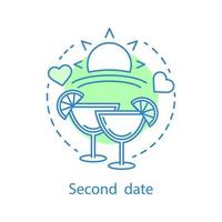 Second date concept icon. Romantic relationships idea thin line illustration. Summer rest. Vector isolated outline drawing