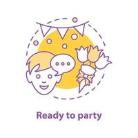 Ready to party concept icon. Celebration idea thin line illustration. First date. Vector isolated outline drawing