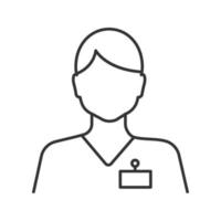 Receptionist linear icon. Secretary, manager. Admin. Thin line illustration. Contour symbol. Vector isolated outline drawing