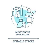 Impact on bottom line turquoise concept icon. Customer service benefits abstract idea thin line illustration. Isolated outline drawing vector