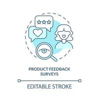 Product feedback survey turquoise concept icon. Customer touchpoint abstract idea thin line illustration. Isolated outline drawing. Editable stroke vector