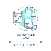 utilice el icono de concepto turquesa de datos del cliente. colección de información personalizada idea abstracta ilustración de línea delgada. dibujo de contorno aislado. trazo editable vector