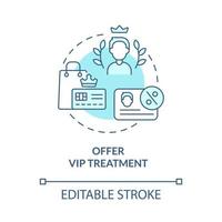 Offer vip treatment turquoise concept icon. Exclusive membership abstract idea thin line illustration. Isolated outline drawing. Editable stroke vector