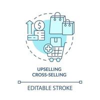 Upselling cross selling turquoise concept icon. Customer touchpoint abstract idea thin line illustration. Isolated outline drawing. Editable stroke vector