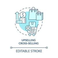 Upselling cross selling turquoise concept icon. Customer touchpoint abstract idea thin line illustration. Isolated outline drawing. Editable stroke vector