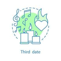 Third date concept icon. Passion idea thin line illustration. Romantic intimate relationships. Vector isolated outline drawing