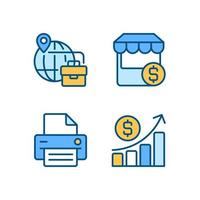 Business development pixel perfect RGB color icons set. E commerce. Isolated vector illustrations. Simple filled line drawings collection. Editable stroke.