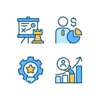 Successful business formula pixel perfect RGB color icons set. Marketing. Isolated vector illustrations. Simple filled line drawings collection. Editable stroke.