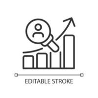 Customer research pixel perfect linear icon. Consumer behavior analysis. Identifying preferences. Thin line illustration. Contour symbol. Vector outline drawing. Editable stroke.