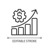 Budget pixel perfect linear icon. Estimated revenue. Tracking income and expenses. Organizing finances. Thin line illustration. Contour symbol. Vector outline drawing. Editable stroke.