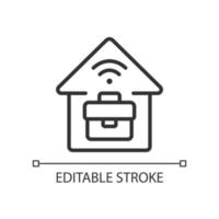 Telecommuting pixel perfect linear icon. Remote job. Working from home. Increasing productivity. Thin line illustration. Contour symbol. Vector outline drawing. Editable stroke.