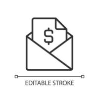 Mailing pixel perfect linear icon. Send documents, contracts. Workplace email etiquette. Communication. Thin line illustration. Contour symbol. Vector outline drawing. Editable stroke.