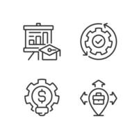 Improvement business process pixel perfect linear icons set. Career growth. Customizable thin line symbols. Isolated vector outline illustrations. Editable stroke.