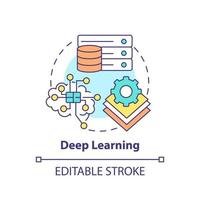 Deep learning concept icon. Excessive amount of data. Field of machine learning abstract idea thin line illustration. Isolated outline drawing. Editable stroke. vector