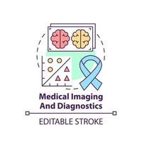 Medical imaging and diagnostics concept icon. Use of machine learning abstract idea thin line illustration. Isolated outline drawing. Editable stroke. vector