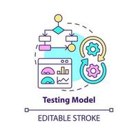 Testing model concept icon. Problem solving step in machine learning abstract idea thin line illustration. Isolated outline drawing. Editable stroke. vector