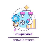 Unsupervised concept icon. Untagged data. Category of machine learning abstract idea thin line illustration. Isolated outline drawing. Editable stroke. vector