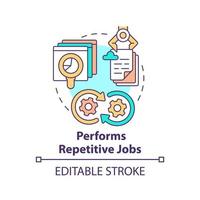 Performs repetitive jobs concept icon. Artificial intelligence advantage abstract idea thin line illustration. Isolated outline drawing. Editable stroke. vector