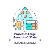 Processes large amounts of data concept icon. Artificial intelligence advantage abstract idea thin line illustration. Isolated outline drawing. Editable stroke. vector