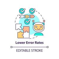 Lower error rates concept icon. Accurate decisions. Artificial intelligence advantage abstract idea thin line illustration. Isolated outline drawing. Editable stroke. vector