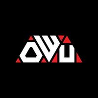 OWU triangle letter logo design with triangle shape. OWU triangle logo design monogram. OWU triangle vector logo template with red color. OWU triangular logo Simple, Elegant, and Luxurious Logo. OWU