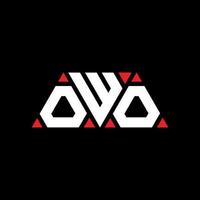 OWO triangle letter logo design with triangle shape. OWO triangle logo design monogram. OWO triangle vector logo template with red color. OWO triangular logo Simple, Elegant, and Luxurious Logo. OWO