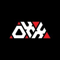 OXX triangle letter logo design with triangle shape. OXX triangle logo design monogram. OXX triangle vector logo template with red color. OXX triangular logo Simple, Elegant, and Luxurious Logo. OXX