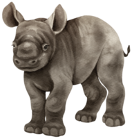 illustrazione dell'acquerello degli animali della savana del rinoceronte png
