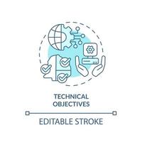 Technical objectives turquoise concept icon. International cooperation targets abstract idea thin line illustration. Isolated outline drawing. Editable stroke. vector