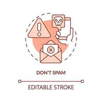 Do not spam red concept icon. Unwanted message. Online communication. Netiquette rule abstract idea thin line illustration. Isolated outline drawing. Editable stroke. vector