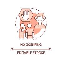 No gossiping red concept icon. Do not spread rumors. Social etiquette abstract idea thin line illustration. Isolated outline drawing. Editable stroke. vector