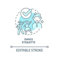 Dance etiquette turquoise concept icon. Rules and ethical code. Type of etiquette abstract idea thin line illustration. Isolated outline drawing. Editable stroke. vector