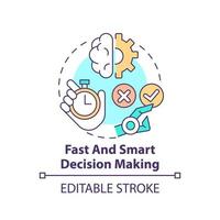 Fast and smart decision making concept icon. Artificial intelligence advantage abstract idea thin line illustration. Isolated outline drawing. Editable stroke. vector