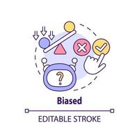 Biased concept icon. Decision making problem. Drawback of machine learning abstract idea thin line illustration. Isolated outline drawing. Editable stroke. vector