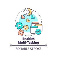 Enables multi tasking concept icon. Artificial intelligence advantage abstract idea thin line illustration. Isolated outline drawing. Editable stroke. vector